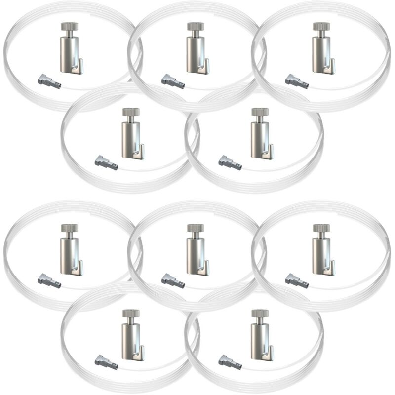 Lot de 10 kits de fixation câble perlon Twister et crochet autobloquant Classic : charge 15 kg - Artiteq