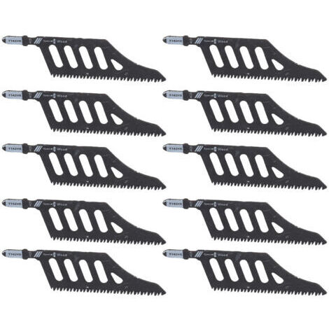 Lot de 10 lames de scie sauteuse à angle droit (90°) pour bois, plastique et panneaux de fibres