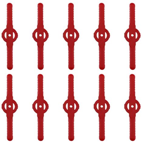 Lot de 10 Lames de Tête de Coupe Gazon Remplacent Le Coupe-Herbe en Plastique, Lames de Rechange pour Tondeuse à Gazon en Plastique pour Coupe-Herbe sans Fil. (Rouge)