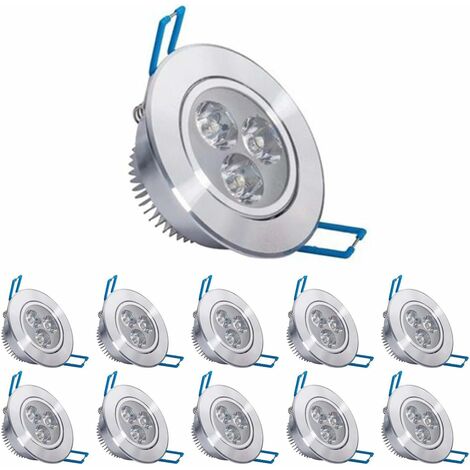 BOED Lot de 10 lampes, 220V, 3W, plafonnier encastré LED, spot encastré blanc positif avec pilote LED, pour le salon, le couloir, la chambre à coucher