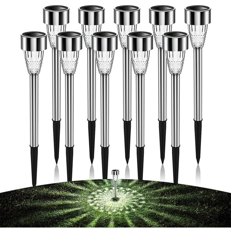 Lot de 10 lampes solaires d'extérieur à led étanches, éclairage de jardin à énergie solaire pour terrasse et jardin, options de lumière