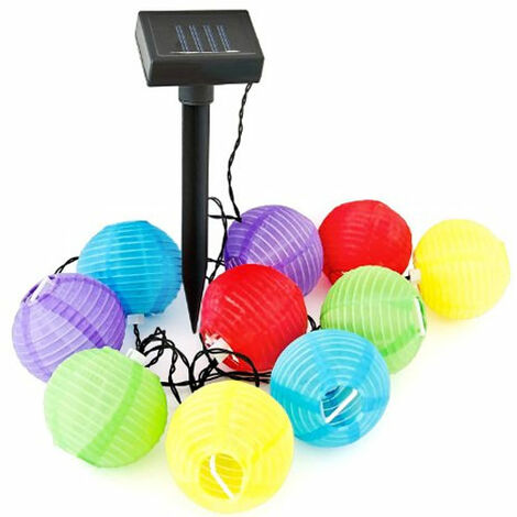 Lot de 10 lanternes solaires multicolores de 240 cm pour le jardin et l'extérieur