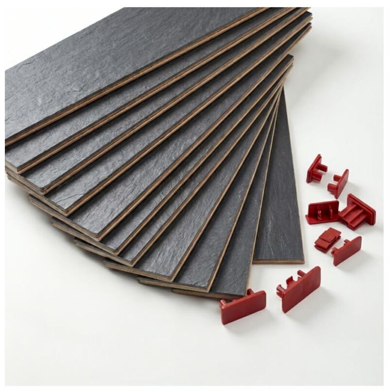 Lot de 10 lattes + embouts pour sommier et lit 680x68x8 mm Bois hêtre durable - 7 plis Remplacement - Rechange - Renfort pour sommier / bz / clic