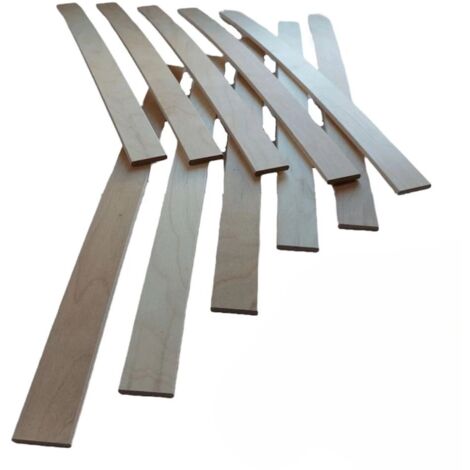 Lot de 10 lattes pour sommier et lit  680x53x8 mm  Bois hêtre durable - 7 plis