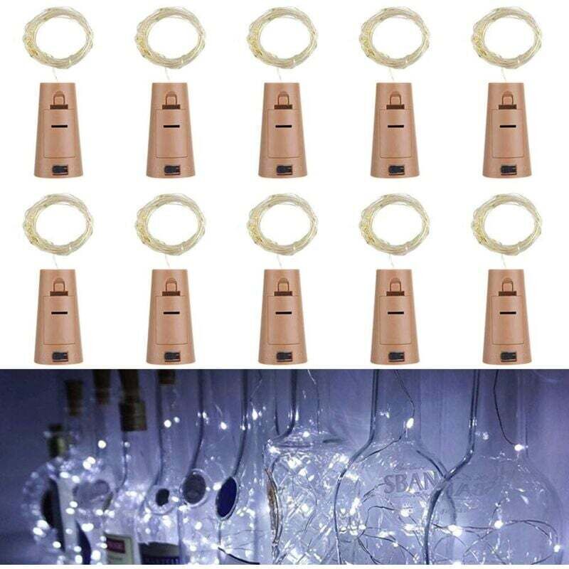 Tuserxln - Lot de 10 led Bouteille Guirlande Liège Lampes, 2M 20 led Lampes de Bouteille,Argenté Fil Guirlandes Lumineuses pour diy Décorer Fête,