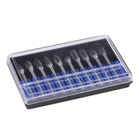 Lot de 10 limes rotatives en acier au carbure de tungstène, tige de 3 mm, diamètre de coupe de 6 mm, double coupe