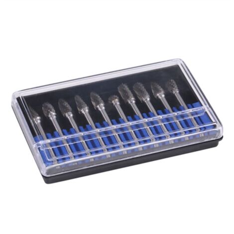 Lot de 10 limes rotatives en acier au carbure de tungstène, tige de 3 mm, diamètre de coupe de 6 mm, double coupe