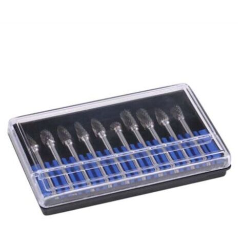 Lot de 10 limes rotatives en acier au carbure de tungstène, tige de 3 mm, diamètre de coupe de 6 mm, double coupe
