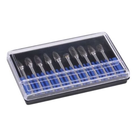 Lot de 10 limes rotatives en acier au carbure de tungstène, tige de 3 mm, diamètre de coupe de 6 mm, double coupe