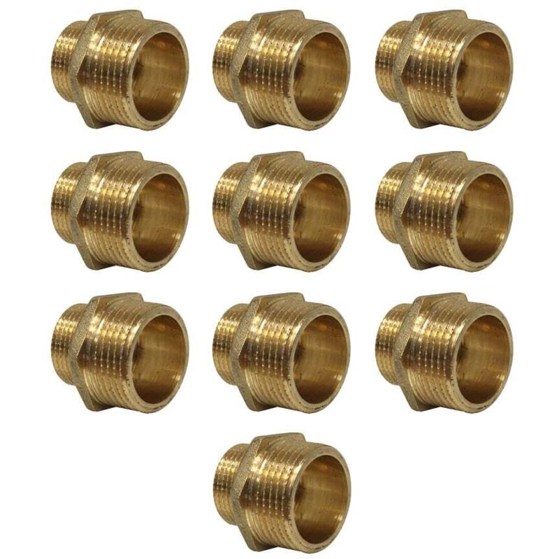Lot de 10 Mamelons Laiton Réduit mâle/mâle 1'-3/4' (26/34-20/27) Arcanaute