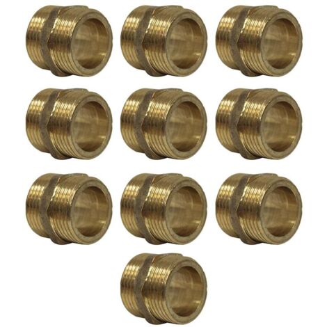 Lot de 10 Mamelons Laiton Égal mâle/mâle 1" (26/34) - Joint Plat - Arcanaute