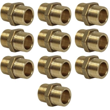 Lot de 10 Mamelons Laiton Egal mâle mâle 3/8" (12/17) - Arcanaute