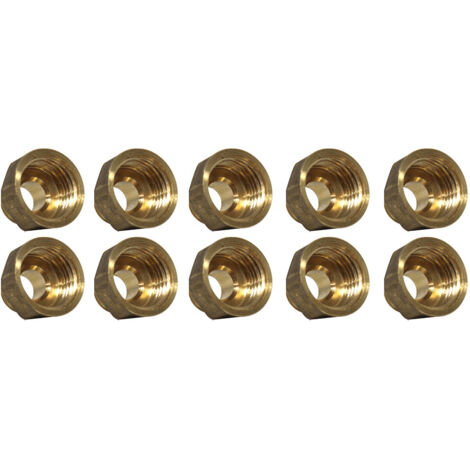 Lot de 10 Mamelons Laiton Femelle/Mâle Réduit 1/2"-3/8" (15/21-12/17) - Joint plat - Arcanaute
