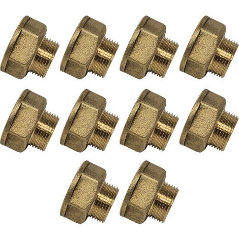 Lot de 10 Mamelons Laiton Femelle/Mâle Réduit 1"-3/4" (26/34-20/27) - Joint Plat - Arcanaute
