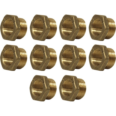 Lot de 10 Mamelons Laiton Réduit Mâle/Femelle 1/2"-3/8" (15/21-12/17) - Arcanaute