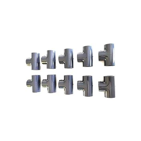 Lot de 10 Manchons PVC Pression – U Té 90° / 50 mm intérieur F/F/F PN16 / Piscine et arrosage