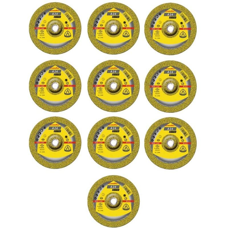 Lot de 10 Meules à ébarber, Type A 24 EX, 125x6x22,23 mm