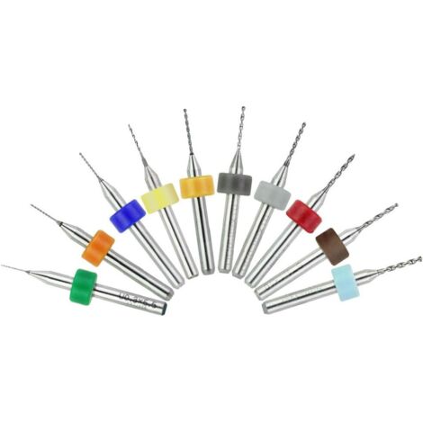 Lot de 10 micro forets en carbure de PCB diamètre 0,3 mm à 1,2 mm tige 1/8" petit mini minuscule pointe tungstène torsion tarière alésage miniature trou foret pour bois verre plastique acrylique métal