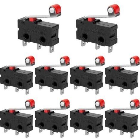 Lot de 10 Micro Interrupteur de Fin de Course Interrupteur Levier de Rouleau AC 250V 5A SPDT 1NO 1NC Mini Momentanée Action Instantanée Commutateurs
