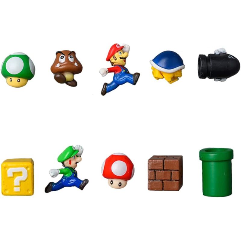Lot de 10 mini aimants de réfrigérateur Super Mario Brothers en 3D pour réfrigérateur - Aimants amusants pour tableau blanc, casier - Aimants