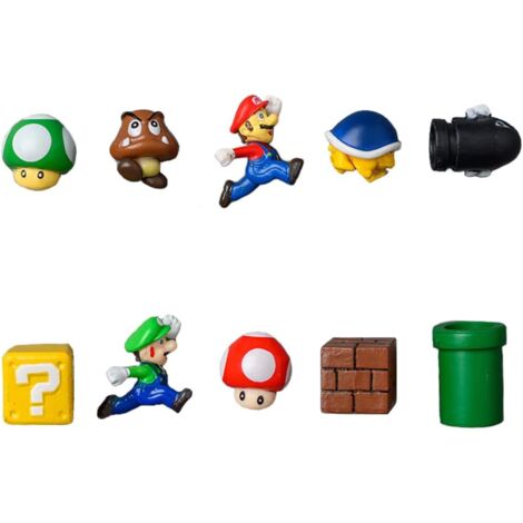 Lot de 10 mini aimants de réfrigérateur Super Mario Brothers en 3D pour réfrigérateur - Aimants amusants pour tableau blanc, casier - Aimants décoratifs pour bureau et cuisine