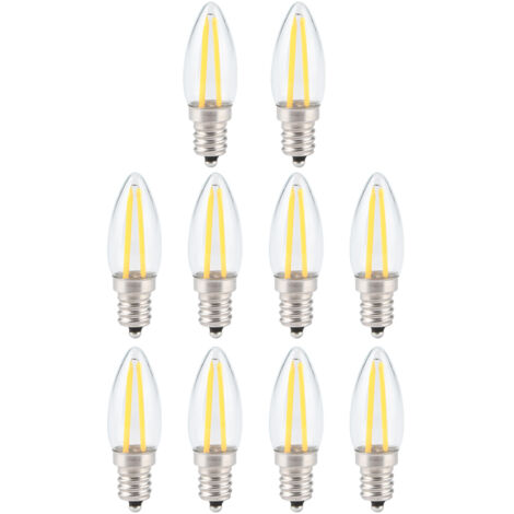 Lot de 10 mini ampoules LED à filament long E12 1,5 W AC230 V pour éclairage domestique, automobile et paysager-AquaForge