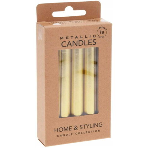 Lot de 10 mini bougies de table dorées 10cm