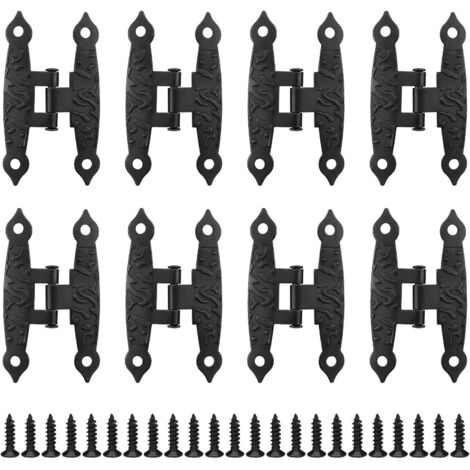 Lot de 10 mini charnières papillon noires avec vis, loquet décoratif en relief antique, charnières affleurantes pour portes de meubles, armoires, cof