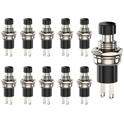 Lot de 10 mini interrupteurs momentanés à bouton-poussoir - Noir - 2 pôles - Pour modélisme ferroviaire