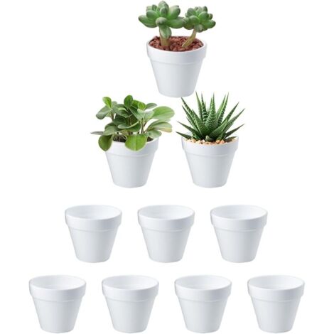 Lot de 10 mini pots de fleurs, blancs, anti-céramique, en plastique incassable, pour plantes d'intérieur et d'extérieur, cactus succulentes, plantes d'intérieur, 6 x 7 cm