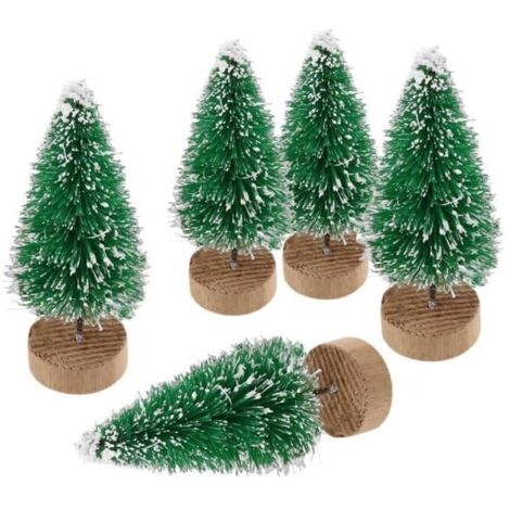 Lot de 10 mini sapins de Noël artificiels pour décoration de table intérieure (Vert, Hauteur 4.5cm)
