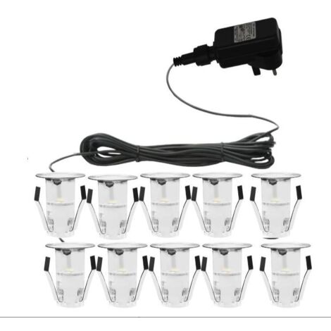 Lot de 10 Mini Spots LED Ø18mm Encastrables en Acier Inoxydable pour Plafonniers de Patio Enterrés, IP67 Étanche DC12V Lampes d'Extérieur pour Chemin Escalier Paysage Scène, Lampes de Sol de Jardin La