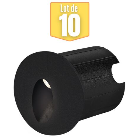lot de 10 mini spots LED mural BRAYTRON Vector B, rond, noir, 2W, 3000K, IP65