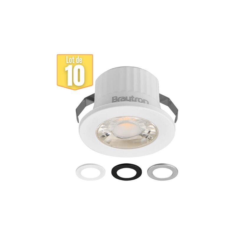 Lot de 10 mini spots led rond 3 couleurs 3W 4000K IP54