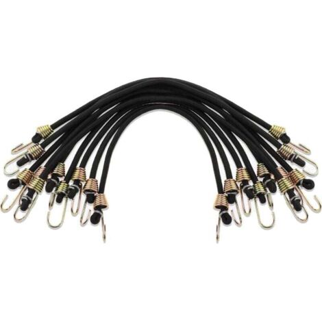 Lot de 10 mini tendeurs élastiques avec crochets, corde élastique noire, sangle en caoutchouc