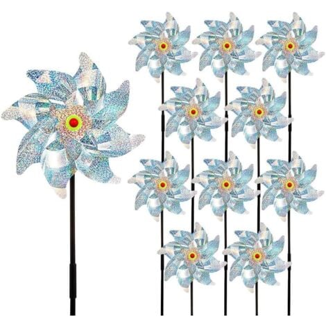 Lot de 10 moulins à vent réfléchissants pour empêcher les oiseaux de rester loin de votre maison, fenêtre, jardin, ferme