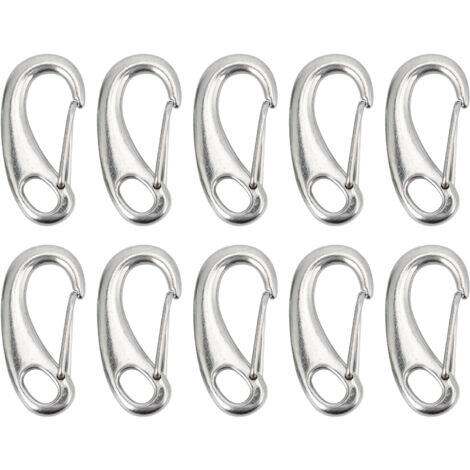 Lot de 10 mousquetons multifonctions en acier inoxydable de 30 mm, mousquetons à dégagement rapide pour ceinture de camping, crochets en forme d'œuf avec clips pour cordes d'extérieur