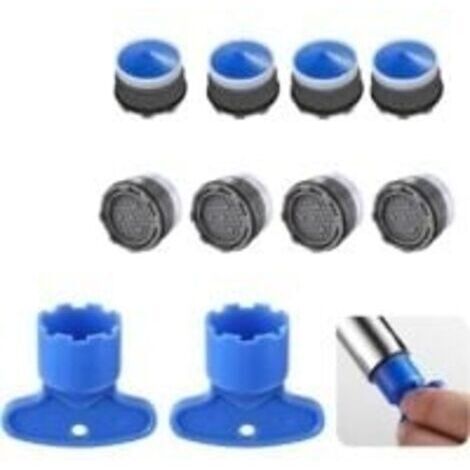 Lot de 10 Mousseur Robinet, Aérateur Robinet M18.5, Plastique Mousseur pour Robinet, Mousseur de Robinet avec 2 clé d'Aérateur, Economiseur d'Eau pour Robinet pour la Cuisine, la Salle de Bain