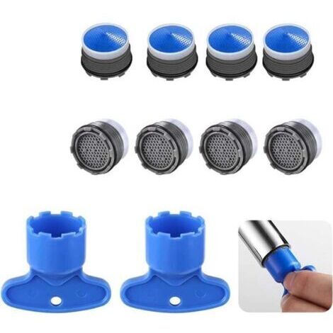Lot de 10 Mousseur Robinet, Aérateur Robinet M18.5, Plastique Mousseur pour Robinet, Mousseur de Robinet avec 2 clé d'Aérateur, Economiseur d'Eau pour Robinet pour la Cuisine, la Salle de Bain