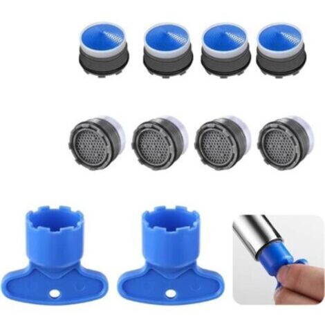 Lot de 10 Mousseur Robinet, Aérateur Robinet M18.5, Plastique Mousseur pour Robinet, Mousseur de Robinet avec 2 clé d'Aérateur, Economiseur d'Eau pour Robinet pour la Cuisine, la Salle de Bain