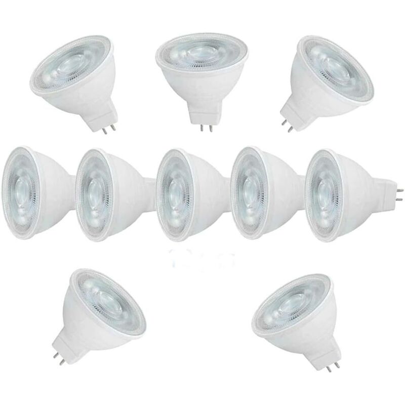Lot de 10 MR16 LED 6W 600 Lumens MR16 60W Halogène Equivalent Remplacement Blanc Froid 6000K, Angle de Faisceau 120°AC 220-240V PAS Dimmable Ampoule