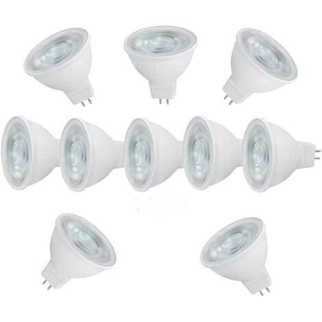 Lot de 10 MR16 LED 6W 600 Lumens MR16 60W Halogène Equivalent Remplacement Blanc Froid 6000K, Angle de Faisceau 120°AC 220-240V PAS Dimmable Ampoule GU5.3 Spot