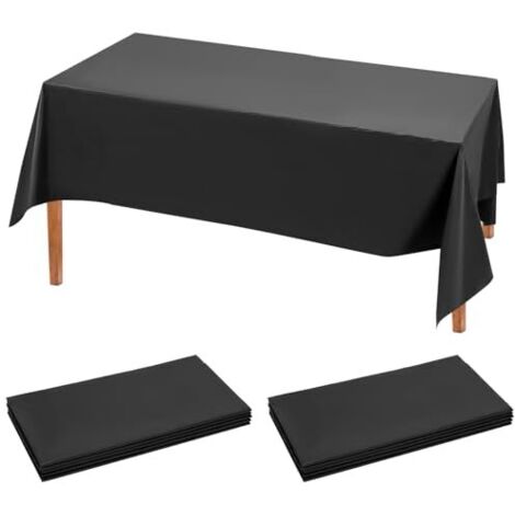 Lot de 10 Nappe Longue Noir, Plastique, 274 x 137 cm, Nappe Imperméable, Convient aux Restaurants, Mariages, Fêtes et Événements Spéciaux