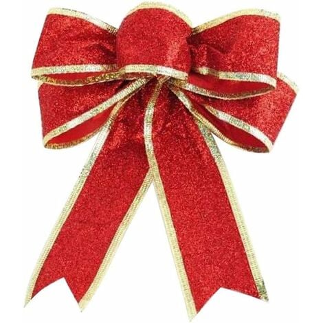 Relaxdays 3x grand nœud rouge - nœud cadeau - décoration - nœud à  paillettes - nœud de