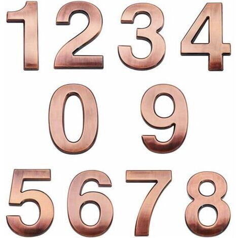 Lot de 10 numéros d'adresse 3D autocollants de 7 cm pour porte de maison et boîte aux lettres - Numéros de 0 à 9 pour appartement, maison, bureau (bronze antique)
