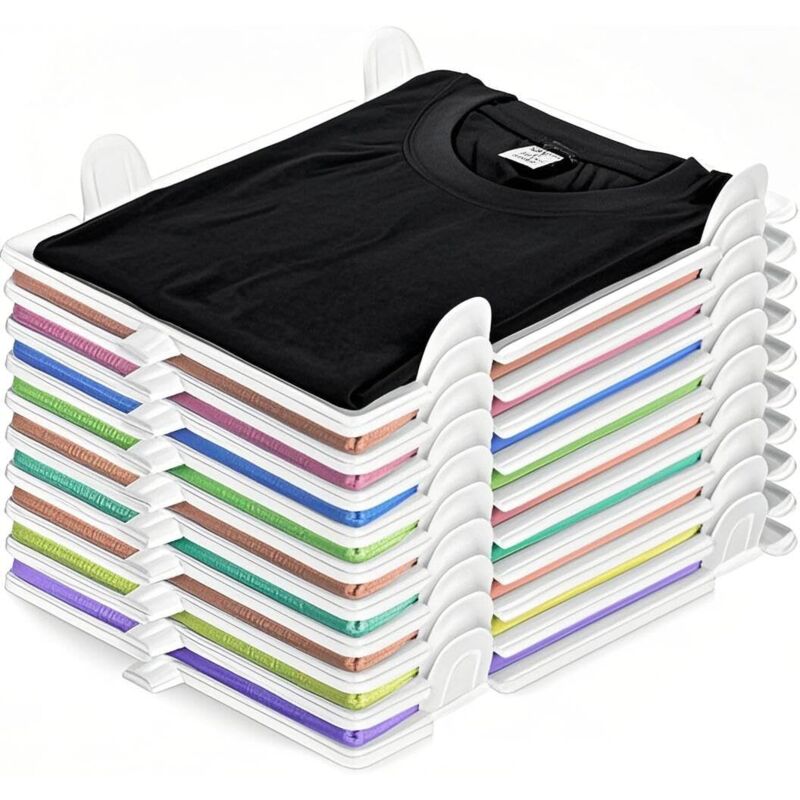 Lot de 10 organiseurs de tshirts, organisateurs de garderobe, organiseurs de chemises, organiseur de penderie empilable pour armoire, tiroirs,