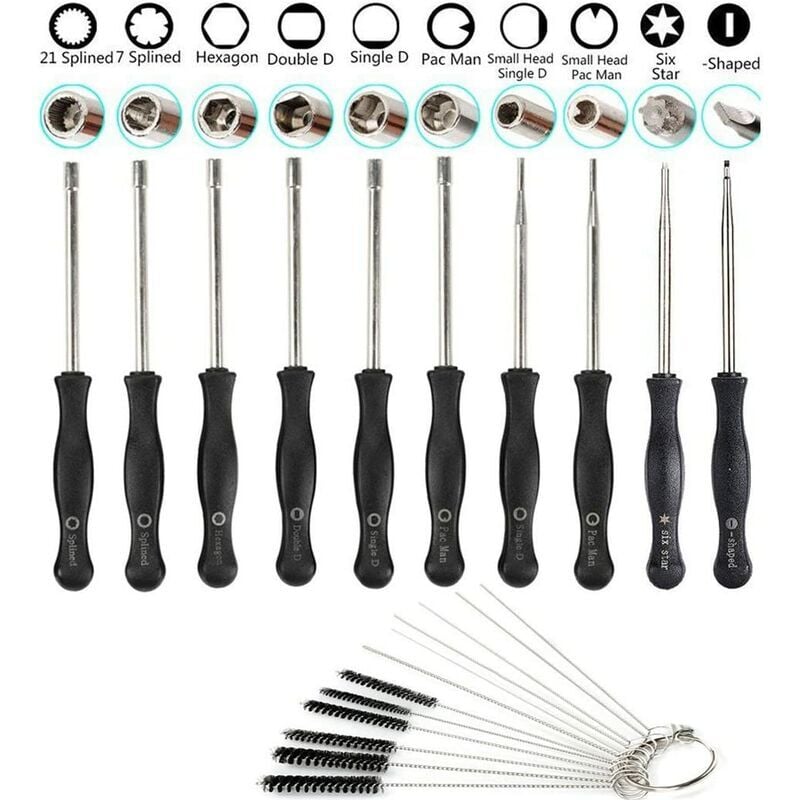 Lot de 10 Outil de réglage de carburateur avec brosse de nettoyage Aiguille de carburateur pour moteur 2 Cycle Petite courantes Echo Stihl Poulan