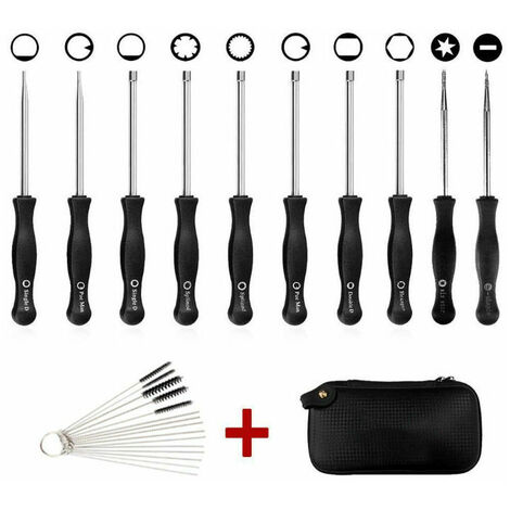Lot de 10 Outil de réglage de carburateur avec brosse de nettoyage Aiguille de carburateur pour moteur 2 Cycle Petite courantes Echo Stihl Poulan Husqvarna MTD Ryobi Homelite tondeuse Weed Eater