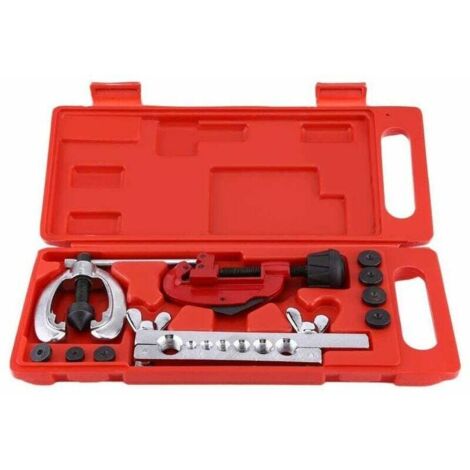 Lot de 10 outils d’évasement pour tuyau de frein, tube de carburant double évasement pour réparation de découpe 5/8 3/16 1/4 5/16 3/8 7/16 1/2 Bien emballé dans un étui de rangement