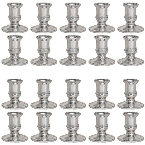 Lot de 10 paires de bougeoirs romantiques argentés pour table à manger et salon.